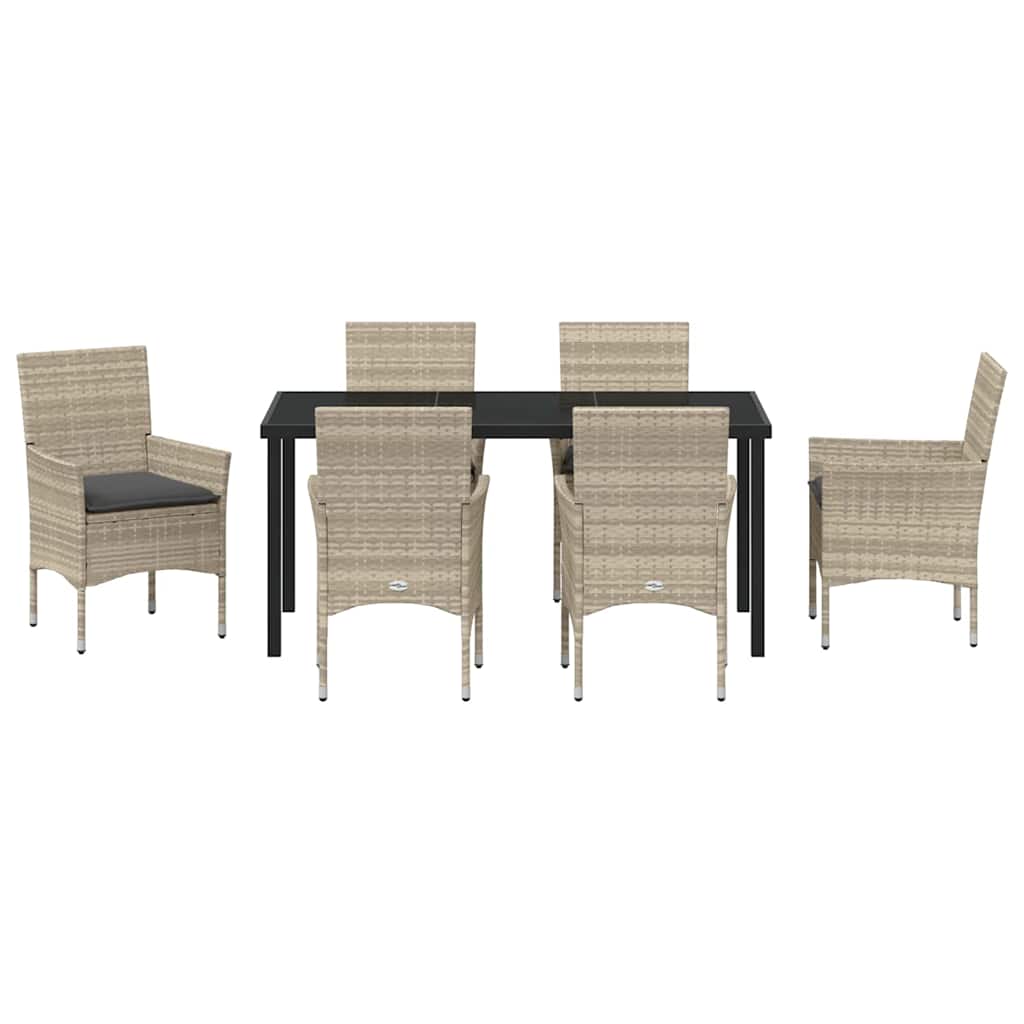 Set da Pranzo per Giardino 7 pcs Grigio chiaro Poly Rattan - homemem39