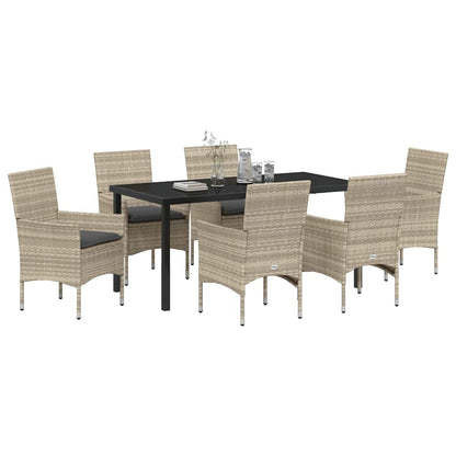 Set da Pranzo per Giardino 7 pcs Grigio chiaro Poly Rattan - homemem39