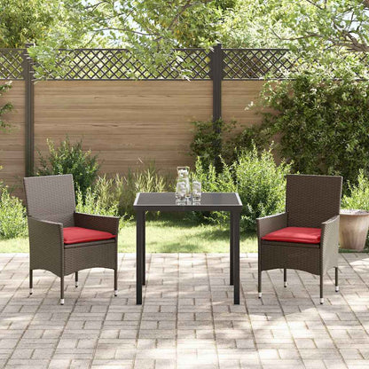 Set di tavolo e sedie con cuscino 3 pcs Marrone Rattan in PE | homemem39