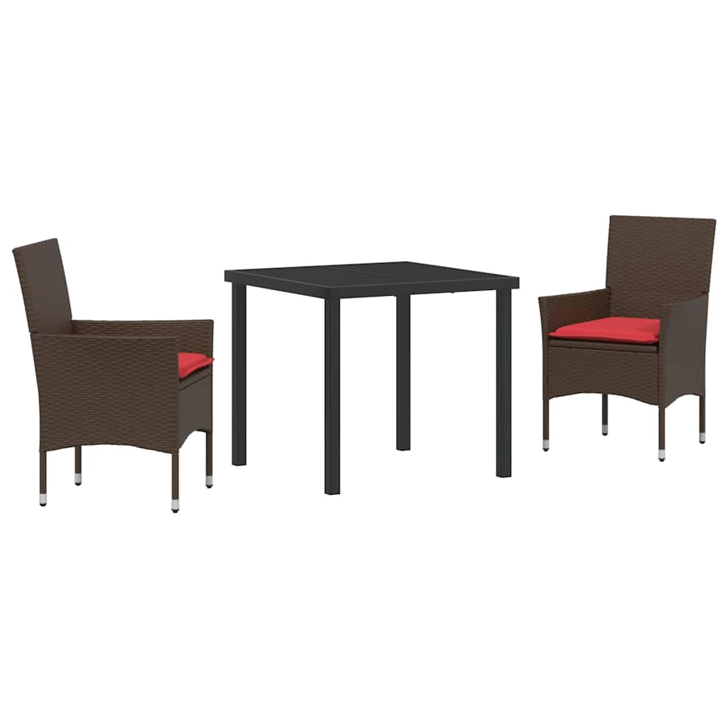 Set di tavolo e sedie con cuscino 3 pcs Marrone Rattan in PE | homemem39