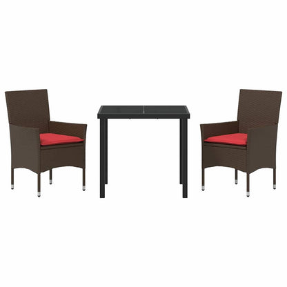 Set di tavolo e sedie con cuscino 3 pcs Marrone Rattan in PE | homemem39