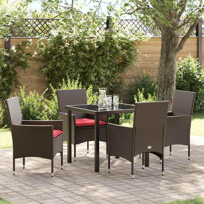Set di tavolo e sedie con cuscino 5 pcs Marrone Rattan in PE | homemem39