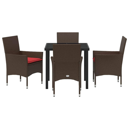 Set di tavolo e sedie con cuscino 5 pcs Marrone Rattan in PE | homemem39