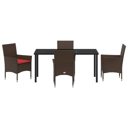 Set di tavolo e sedie con cuscino 5 pcs Marrone Rattan in PE | homemem39