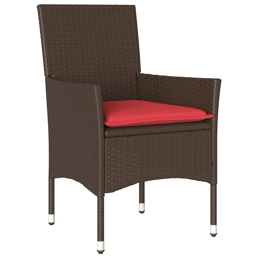 Set di tavolo e sedie con cuscino 7 pcs Marrone Rattan in PE | homemem39