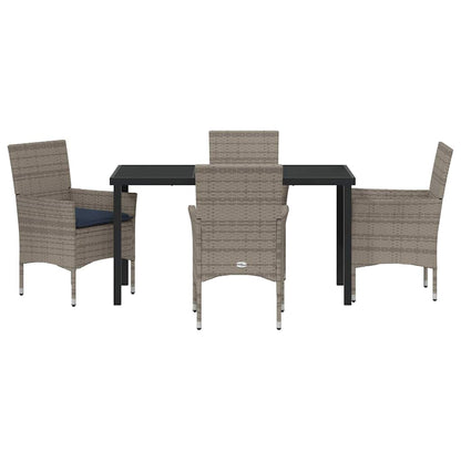 Set di tavolo e sedie con cuscino 5 pcs Grigio Rattan in PE | homemem39