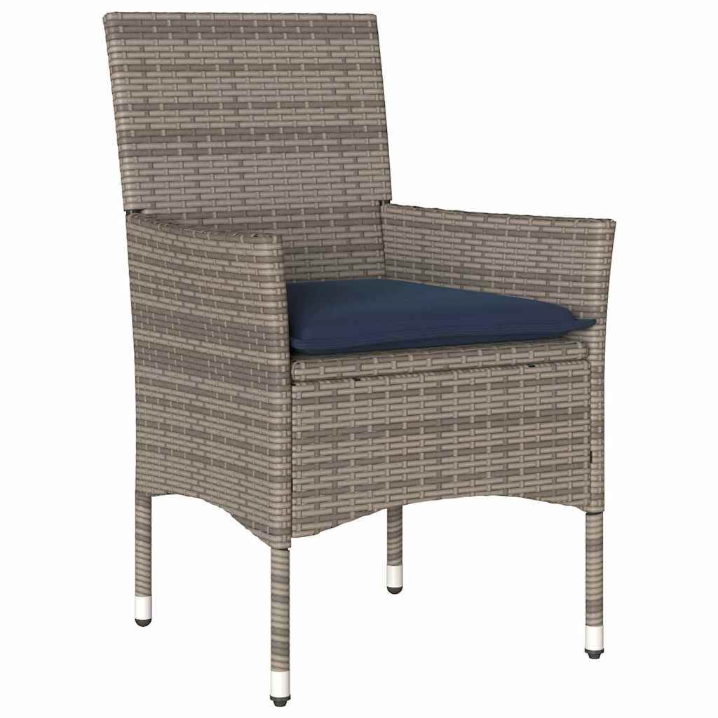 Set di tavolo e sedie con cuscino 5 pcs Grigio Rattan in PE | homemem39