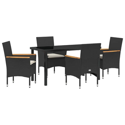 Set da Pranzo per Giardino con cuscino 5 pcs Nero Poly Rattan - homemem39