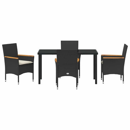 Set da Pranzo per Giardino con cuscino 5 pcs Nero Poly Rattan - homemem39