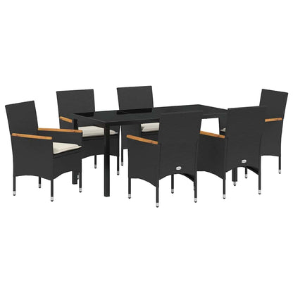 Set da Pranzo per Giardino con cuscino 7 pcs Nero Poly Rattan - homemem39