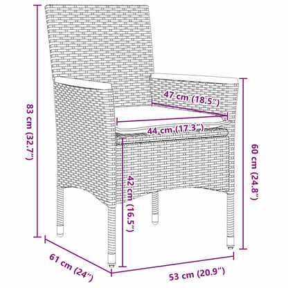 Set da Pranzo per Giardino con cuscino 5 pcs Grigio Poly Rattan - homemem39