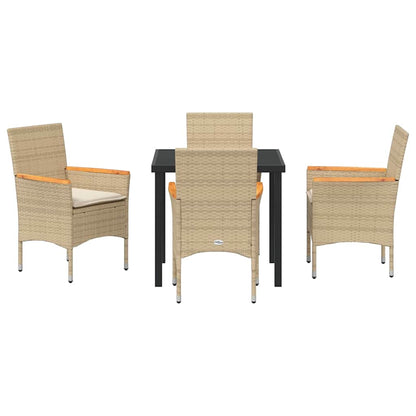 Set da Pranzo per Giardino con cuscino 5 pcs Beige Poly Rattan - homemem39