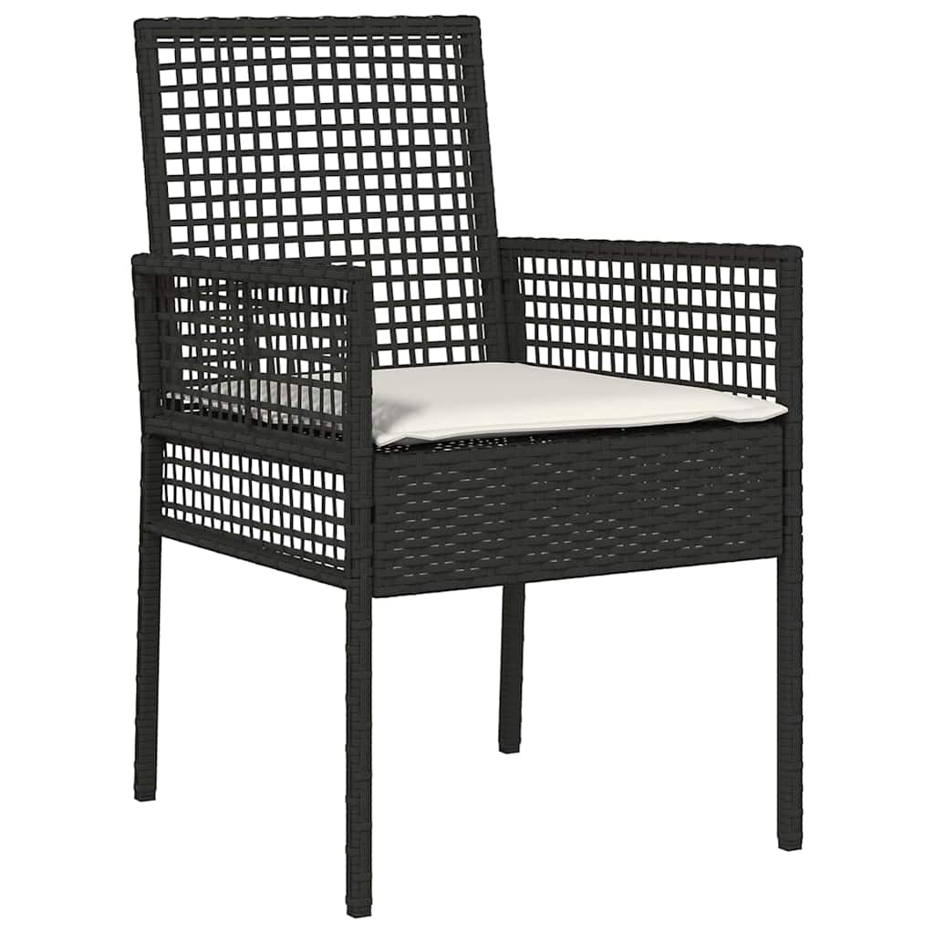 Set da Pranzo per Giardino con cuscino 3 pcs Nero Poly Rattan - homemem39