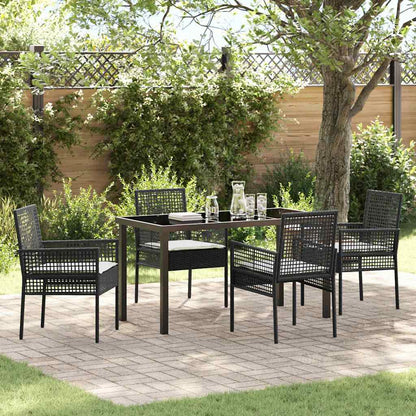 Set da Pranzo per Giardino con cuscino 5 pcs Nero Poly Rattan - homemem39