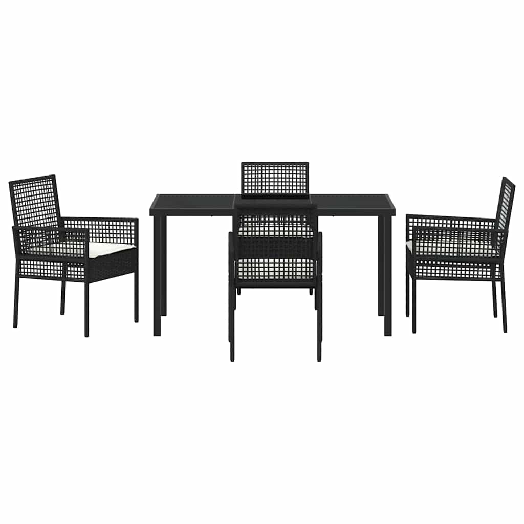 Set da Pranzo per Giardino con cuscino 5 pcs Nero Poly Rattan - homemem39