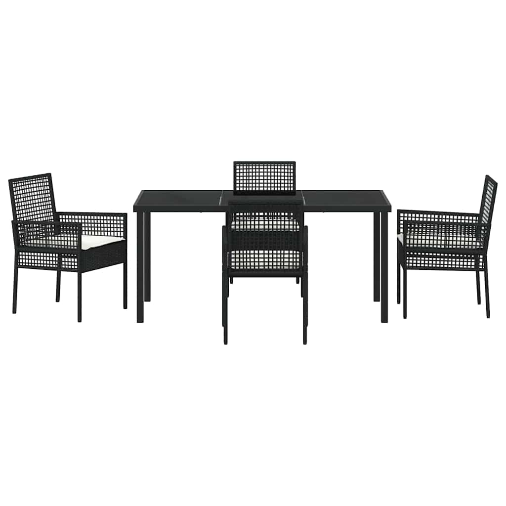 Set da Pranzo per Giardino con cuscino 5 pcs Nero Poly Rattan - homemem39