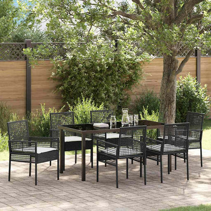 Set da Pranzo per Giardino con cuscino 7 pcs Nero Poly Rattan - homemem39