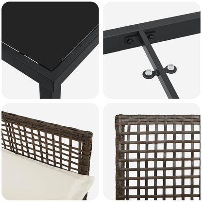 Set da Pranzo per Giardino 3 pcs Marrone Poly Rattan - homemem39