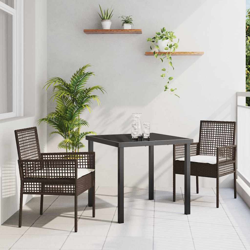 Set da Pranzo per Giardino 3 pcs Marrone Poly Rattan - homemem39