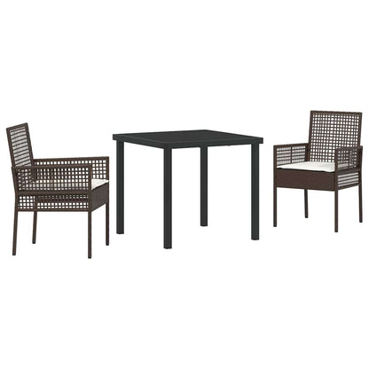 Set da Pranzo per Giardino 3 pcs Marrone Poly Rattan - homemem39