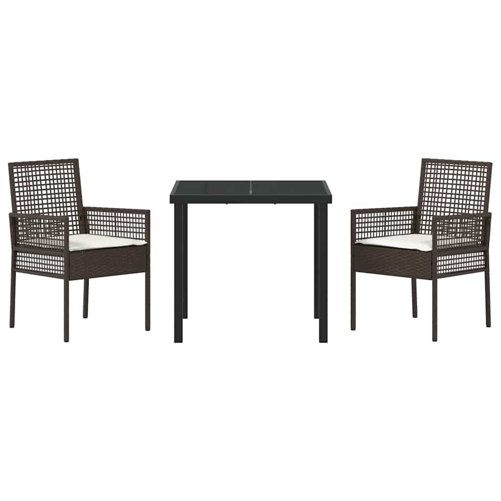 Set da Pranzo per Giardino 3 pcs Marrone Poly Rattan - homemem39