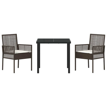 Set da Pranzo per Giardino 3 pcs Marrone Poly Rattan - homemem39