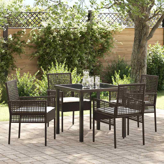 Set da Pranzo per Giardino 5 pcs Marrone Poly Rattan - homemem39
