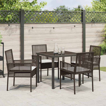 Set da Pranzo per Giardino 5 pcs Marrone Poly Rattan - homemem39