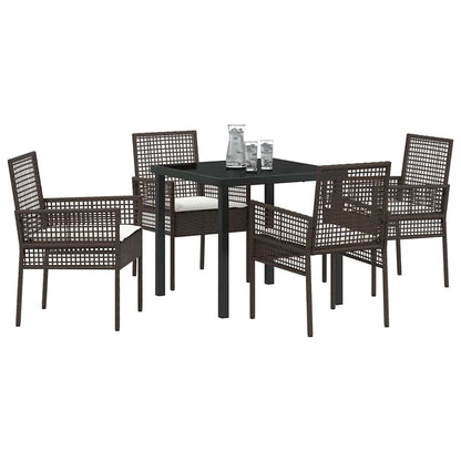 Set da Pranzo per Giardino 5 pcs Marrone Poly Rattan - homemem39