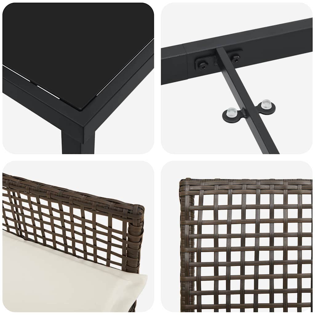 Set da Pranzo per Giardino 5 pcs Marrone Poly Rattan - homemem39