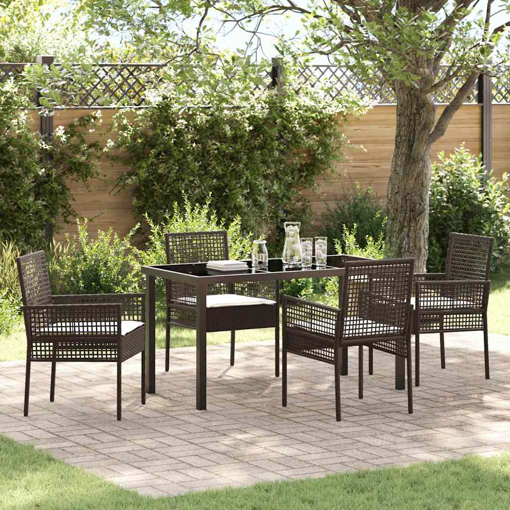 Set da Pranzo per Giardino 5 pcs Marrone Poly Rattan - homemem39