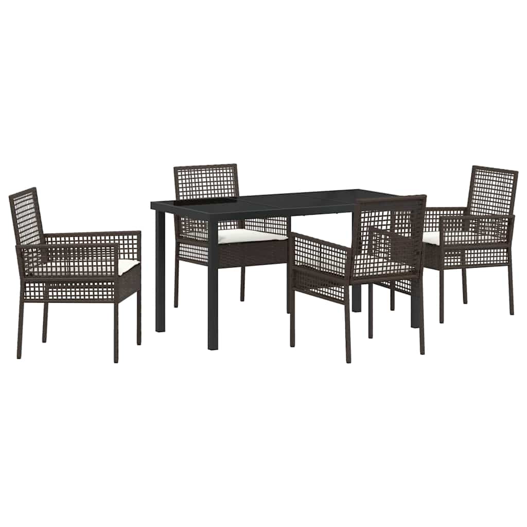 Set da Pranzo per Giardino 5 pcs Marrone Poly Rattan - homemem39