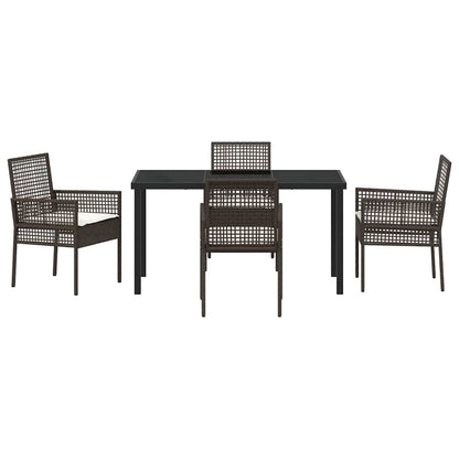 Set da Pranzo per Giardino 5 pcs Marrone Poly Rattan - homemem39