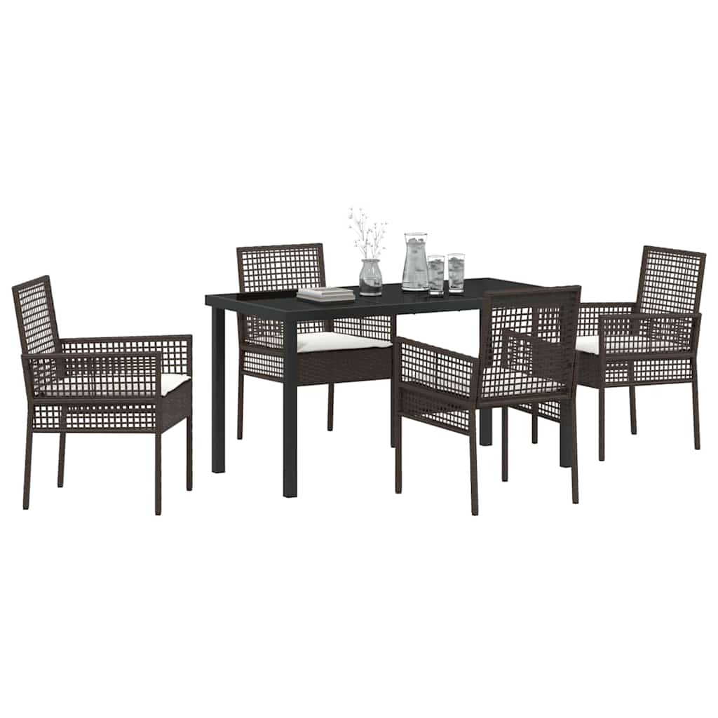 Set da Pranzo per Giardino 5 pcs Marrone Poly Rattan - homemem39