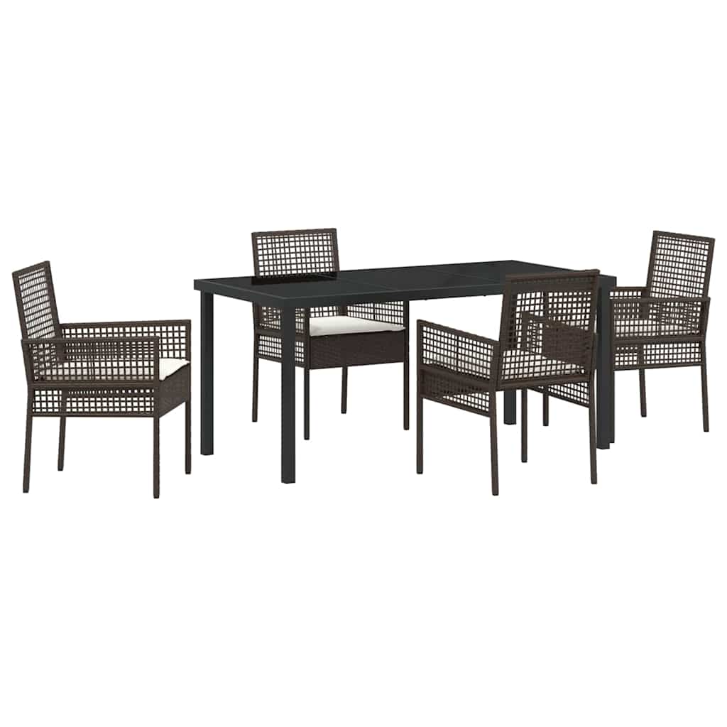 Set da Pranzo per Giardino 5 pcs Marrone Poly Rattan - homemem39