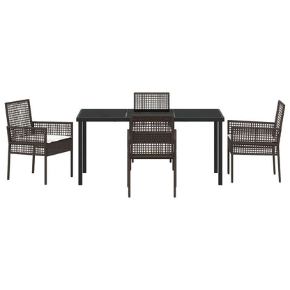 Set da Pranzo per Giardino 5 pcs Marrone Poly Rattan - homemem39
