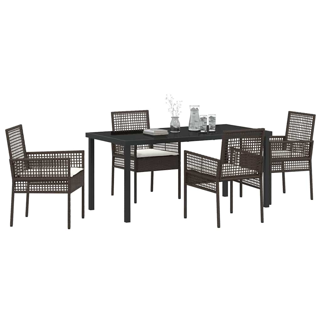Set da Pranzo per Giardino 5 pcs Marrone Poly Rattan - homemem39
