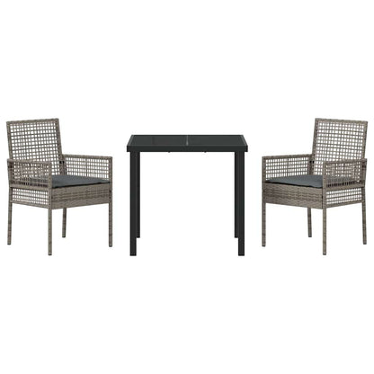 Set da Pranzo per Giardino con cuscino 3 pcs Grigio Poly Rattan - homemem39