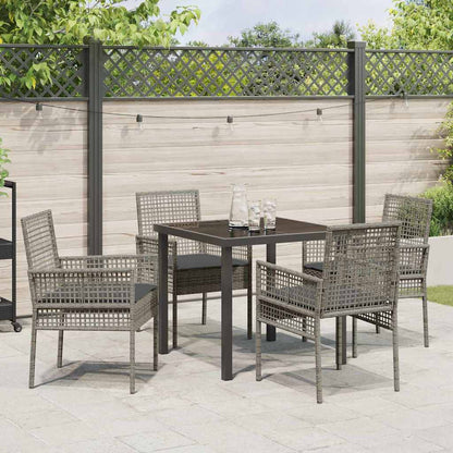 Set da Pranzo per Giardino con cuscino 5 pcs Grigio Poly Rattan - homemem39