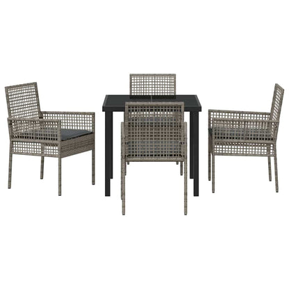 Set da Pranzo per Giardino con cuscino 5 pcs Grigio Poly Rattan - homemem39