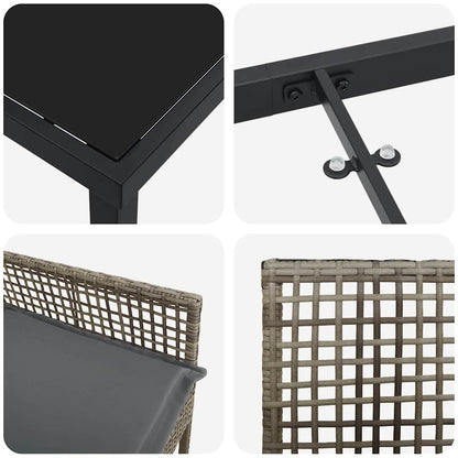 Set da Pranzo per Giardino con cuscino 5 pcs Grigio Poly Rattan - homemem39