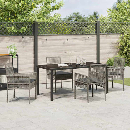 Set da Pranzo per Giardino con cuscino 5 pcs Grigio Poly Rattan - homemem39