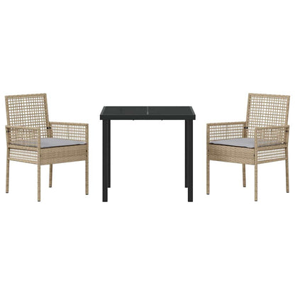 Set da Pranzo per Giardino con cuscino 3 pcs Beige Poly Rattan - homemem39