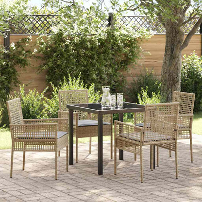 Set da Pranzo per Giardino con cuscino 5 pcs Beige Poly Rattan - homemem39