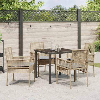 Set da Pranzo per Giardino con cuscino 5 pcs Beige Poly Rattan - homemem39