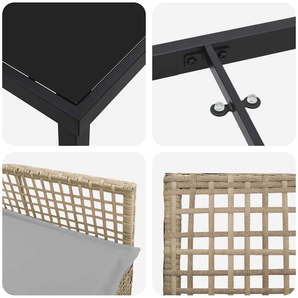 Set da Pranzo per Giardino con cuscino 5 pcs Beige Poly Rattan - homemem39