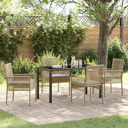 Set da Pranzo per Giardino con cuscino 5 pcs Beige Poly Rattan - homemem39