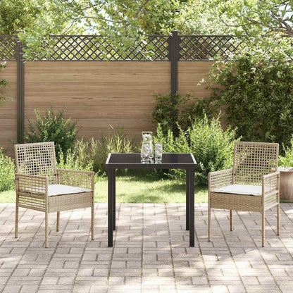Set da Pranzo per Giardino con cuscino 3 pcs Beige Poly Rattan - homemem39