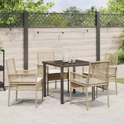 Set da Pranzo per Giardino con cuscino 5 pcs Beige Poly Rattan - homemem39