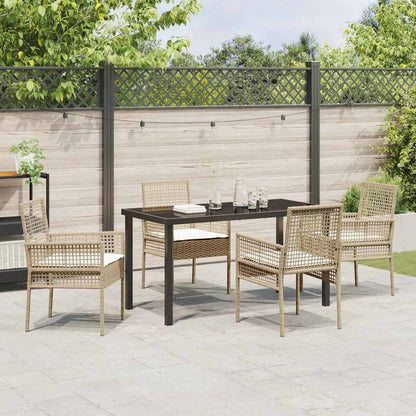 Set da Pranzo per Giardino con cuscino 5 pcs Beige Poly Rattan - homemem39